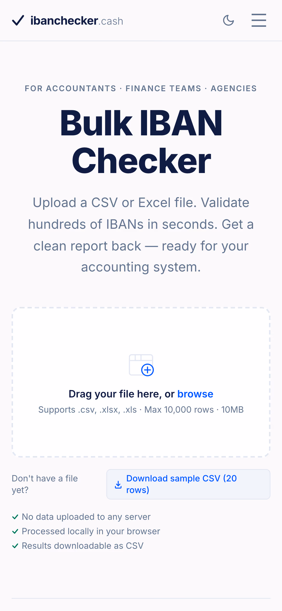 ibanchecker.cash toplu IBAN kontrol sayfası